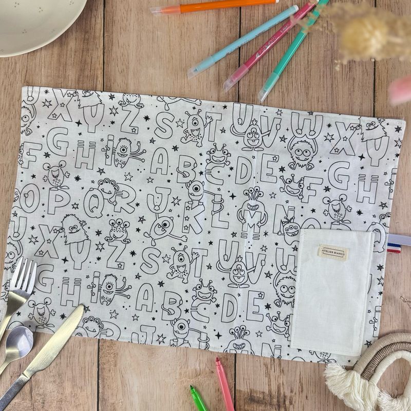 Set de table lavable à colorier, motifs au choix