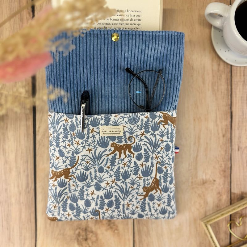 Pochette à livre – Velours côtelé & coton imprimé