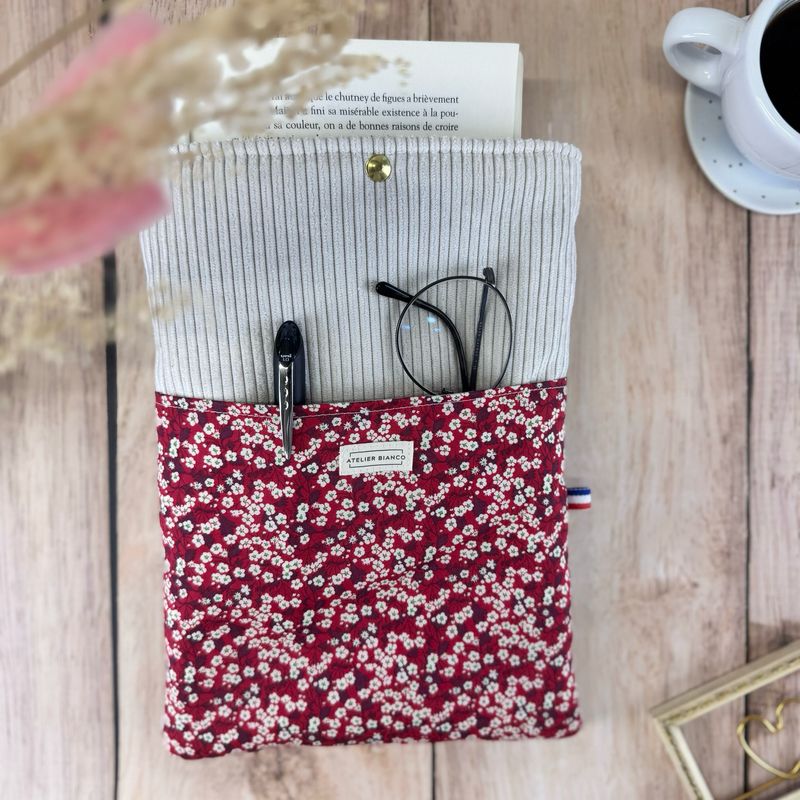 Pochette à livre – Velours côtelé & coton imprimé