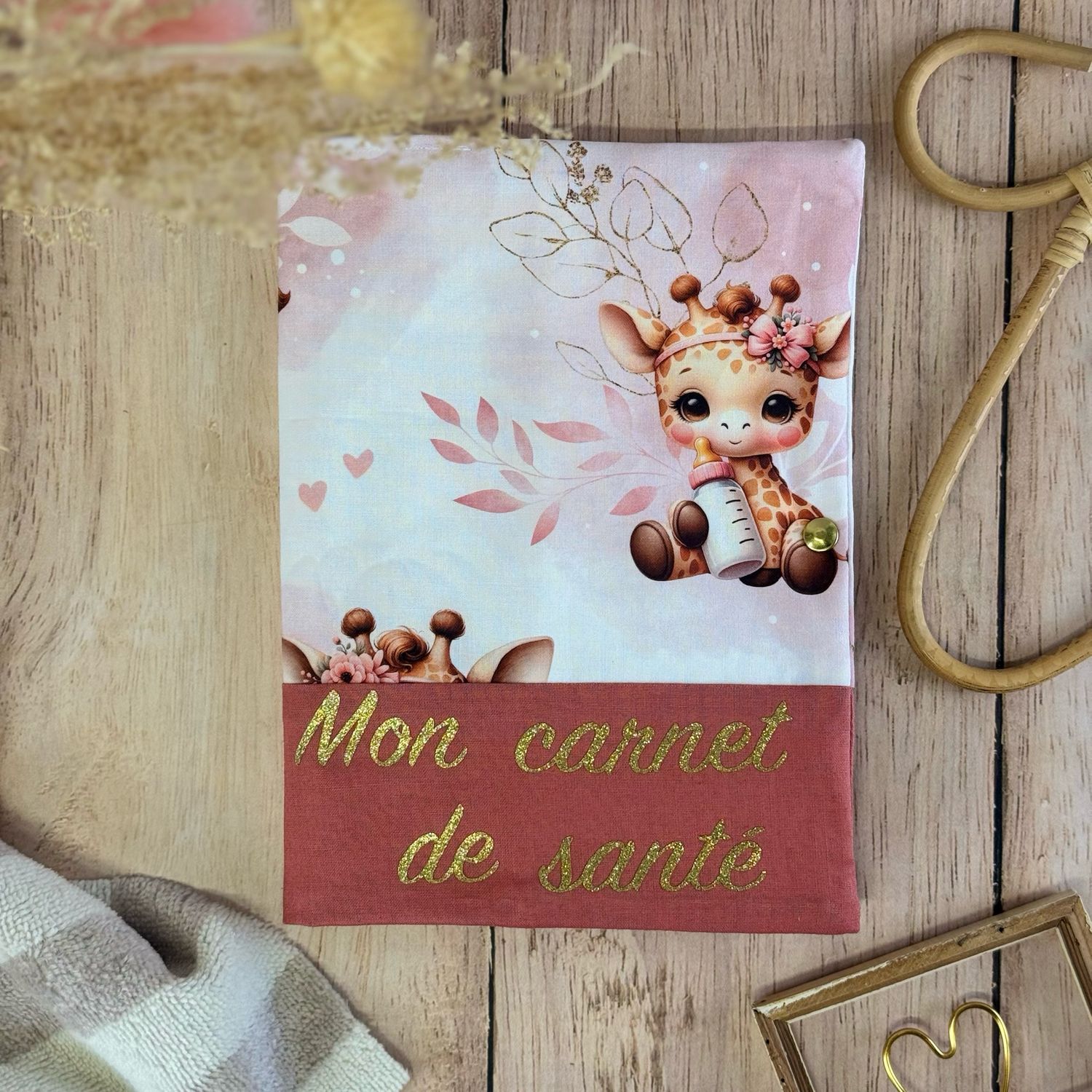 Protège carnet de santé - Motifs Girafe