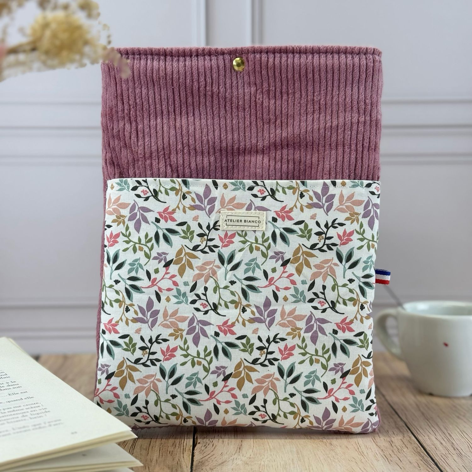 Pochette à livre – Velours côtelé & coton imprimé