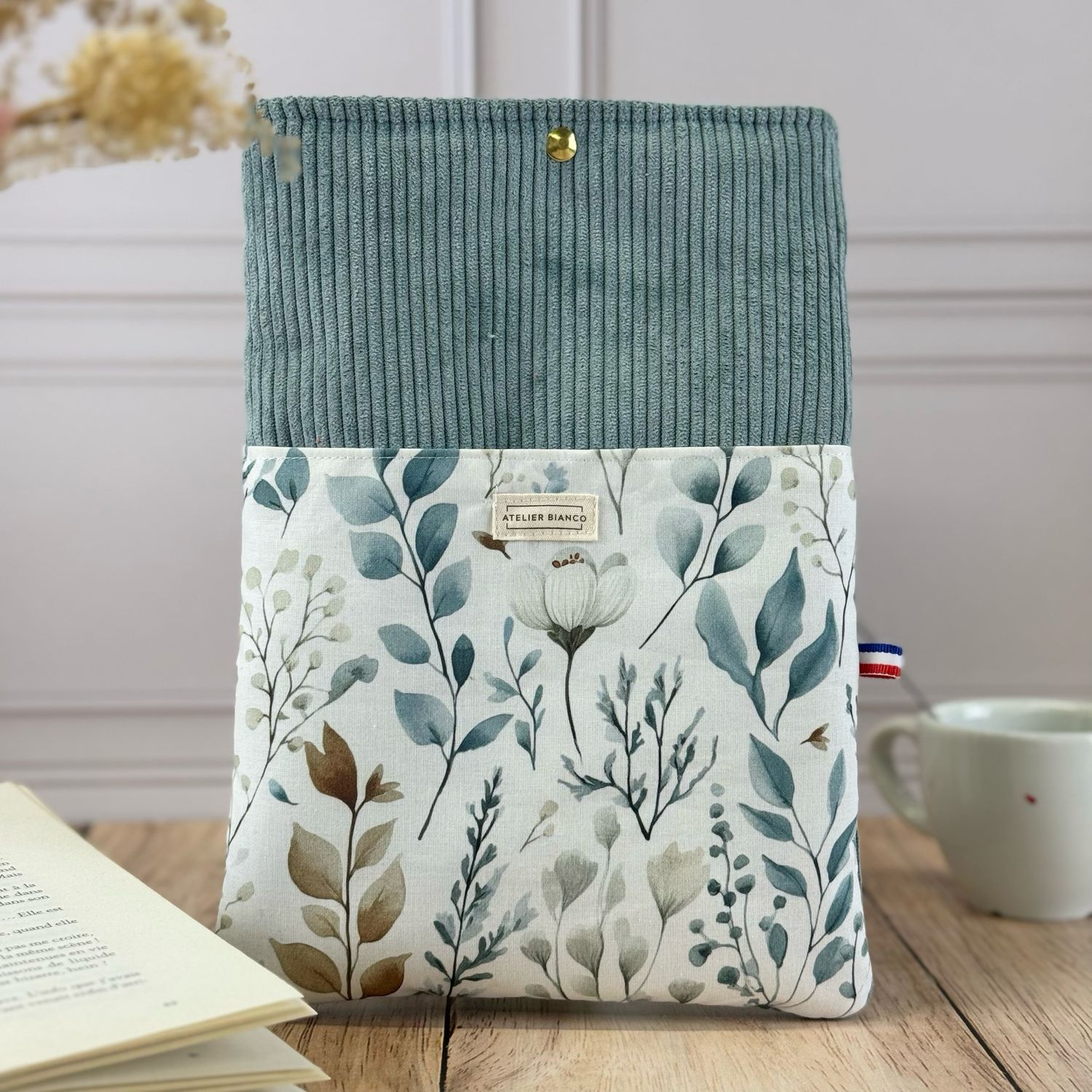 Pochette à livre – Velours côtelé & coton imprimé