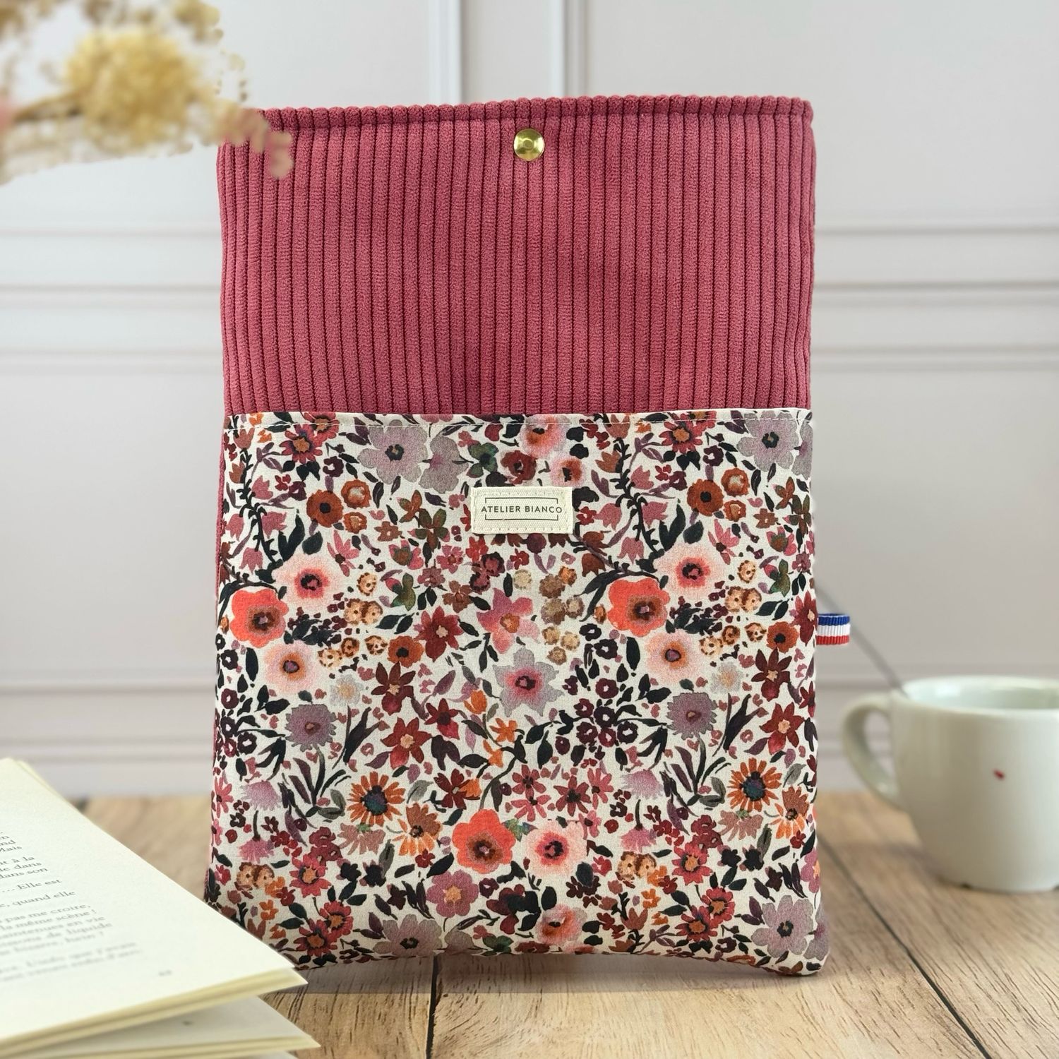 Pochette à livre – Velours côtelé & coton imprimé
