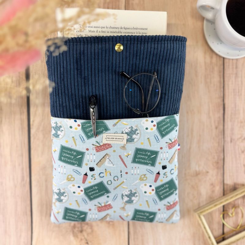 Pochette à livre – Velours côtelé & coton imprimé