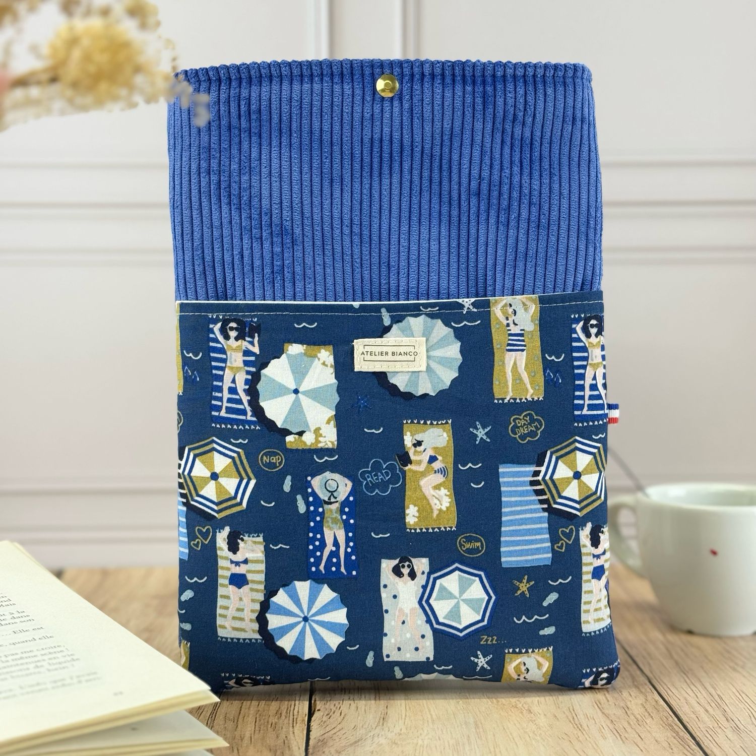 Pochette à livre – Velours côtelé & coton imprimé