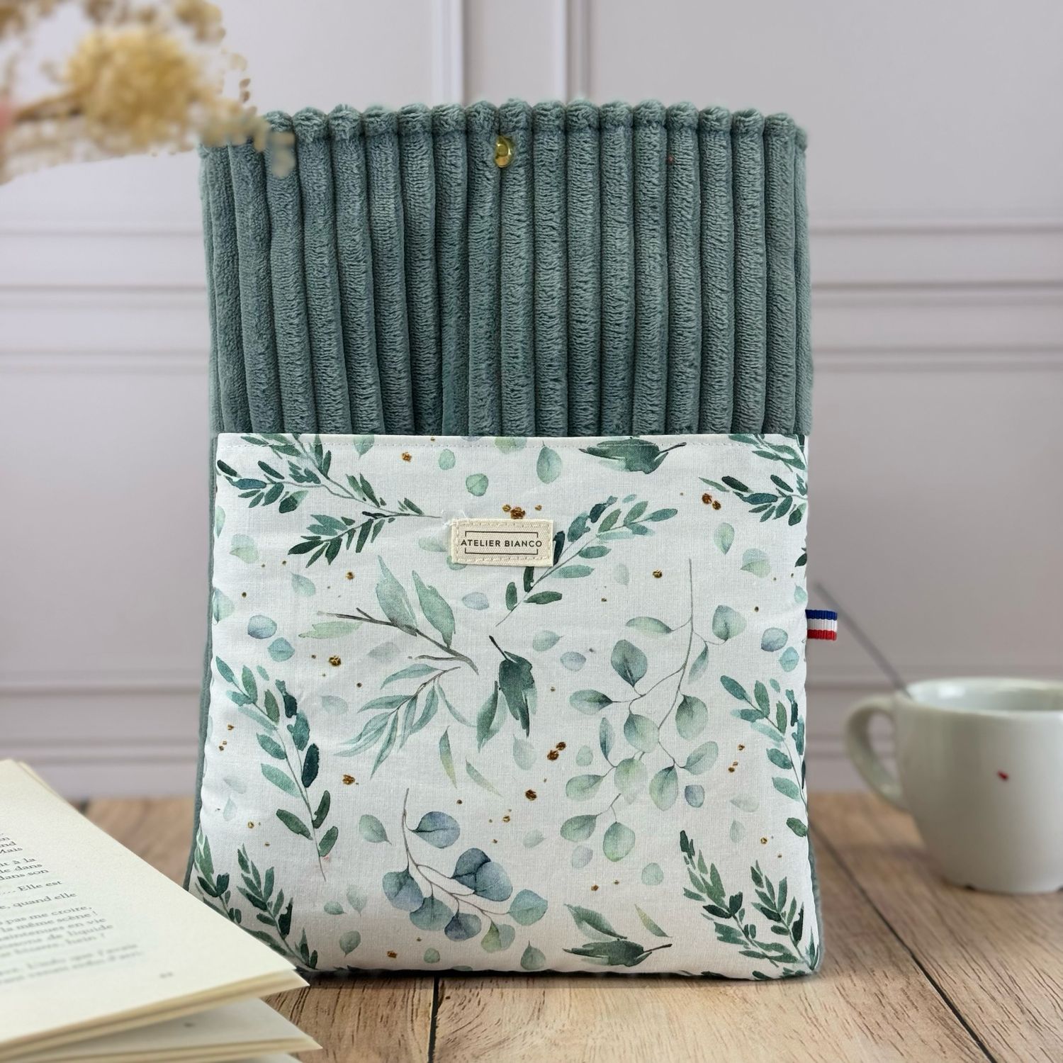 Pochette à livre – Velours côtelé & coton imprimé