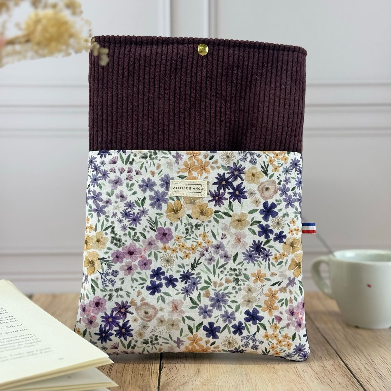 Pochette à livre – Velours côtelé & coton imprimé