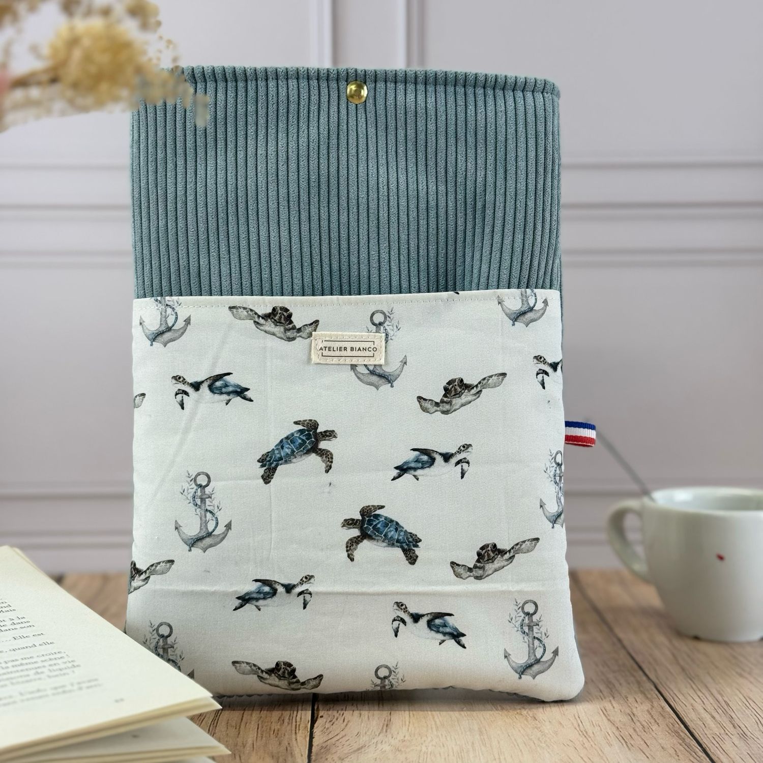 Pochette à livre – Velours côtelé & coton imprimé