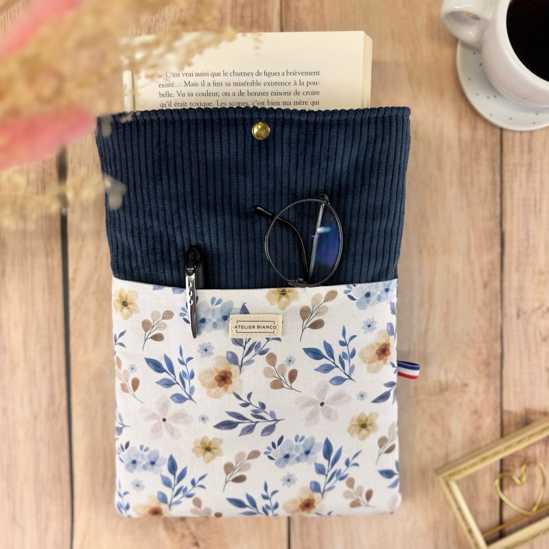 Pochette à livre – Velours côtelé & coton imprimé