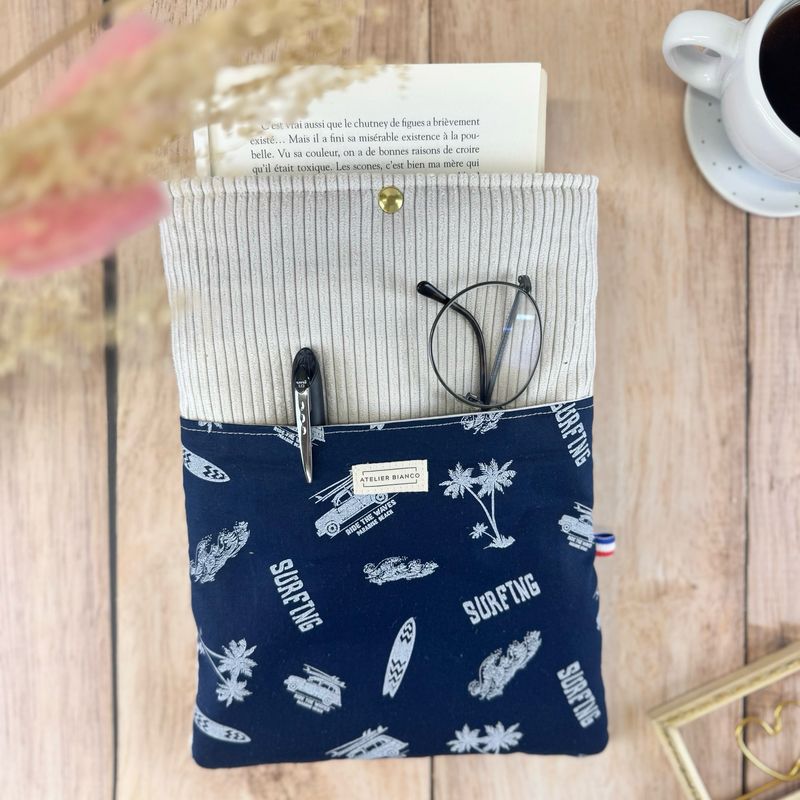 Pochette à livre – Velours côtelé & coton imprimé