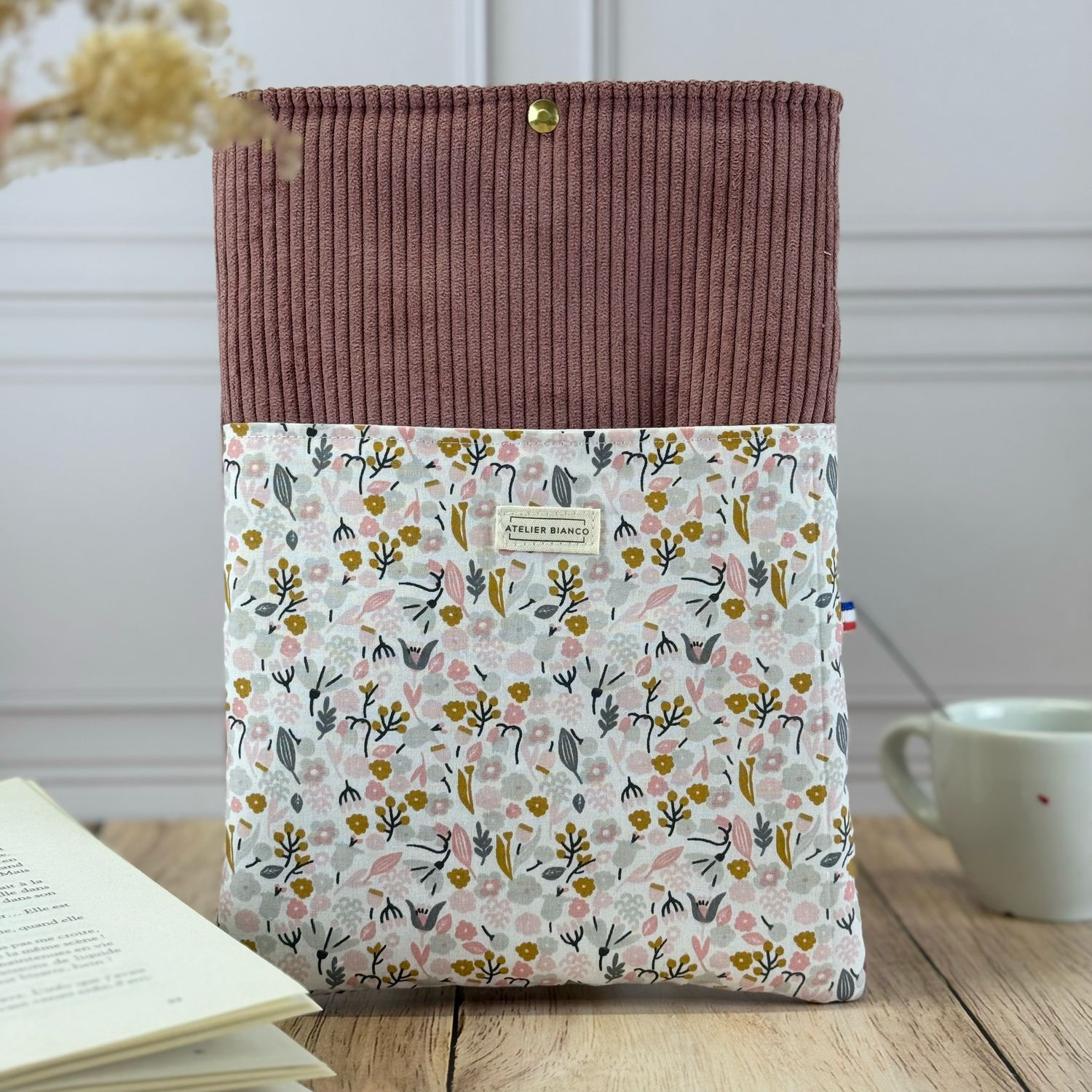 Pochette à livre – Velours côtelé & coton imprimé