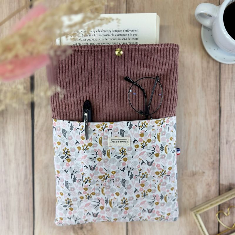 Pochette à livre – Velours côtelé & coton imprimé