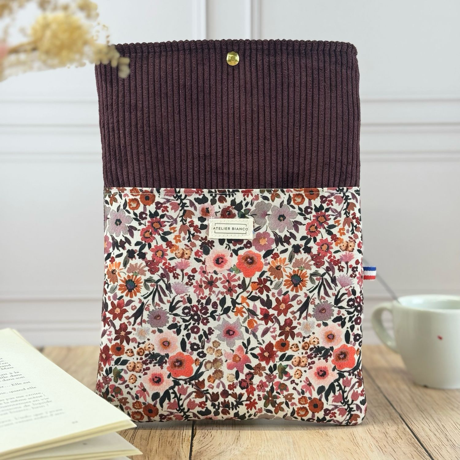 Pochette à livre – Velours côtelé & coton imprimé