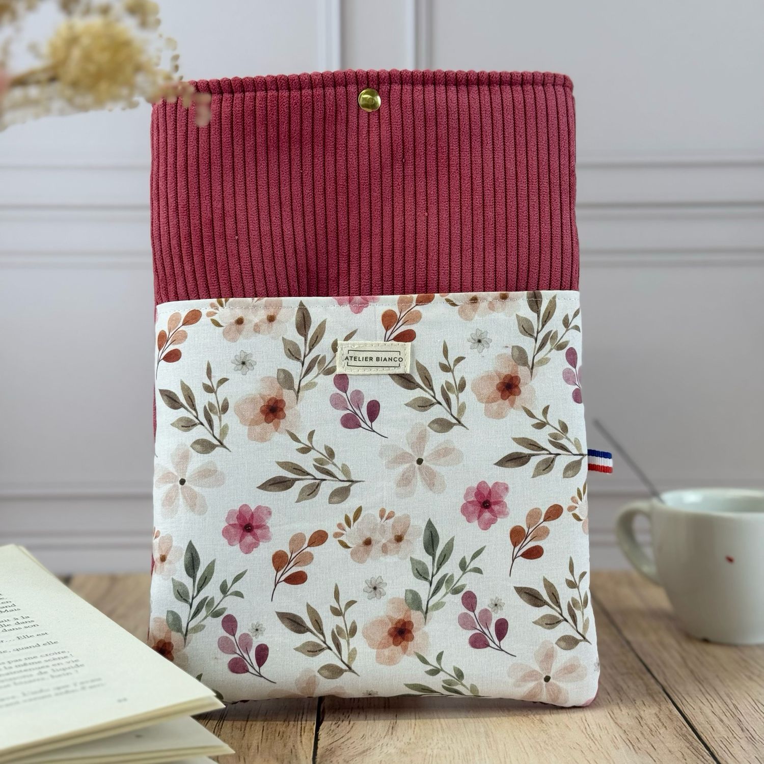 Pochette à livre – Velours côtelé & coton imprimé