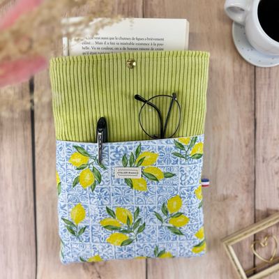 Pochette à livre – Velours côtelé & coton imprimé