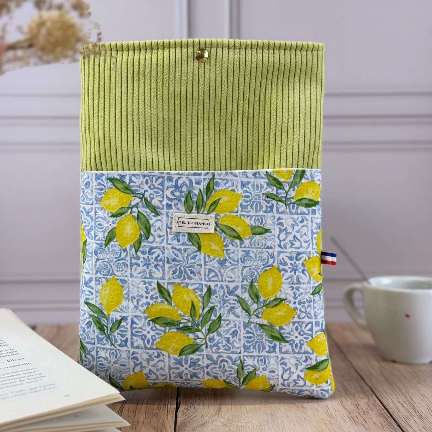 Pochette à livre – Velours côtelé & coton imprimé
