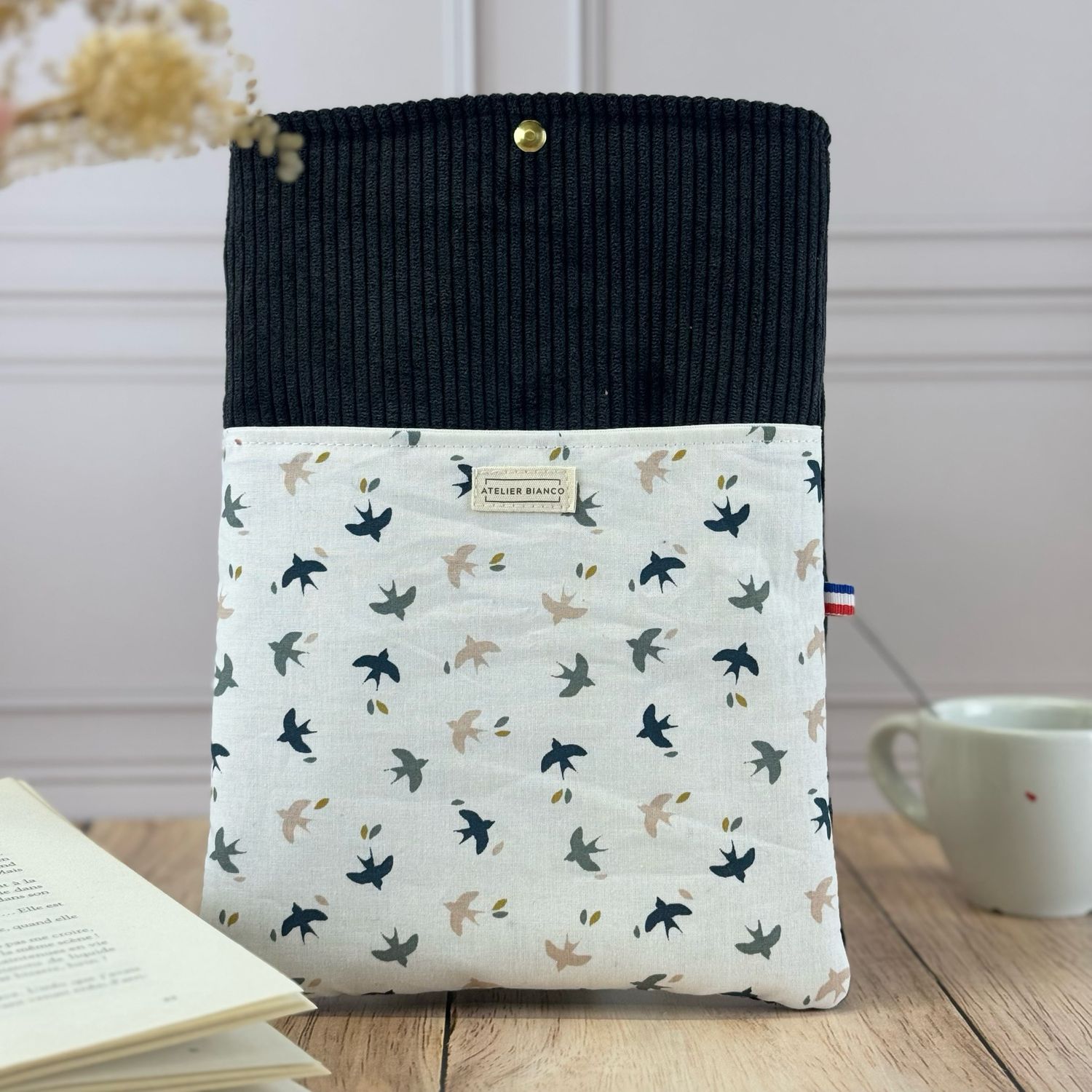 Pochette à livre – Velours côtelé & coton imprimé