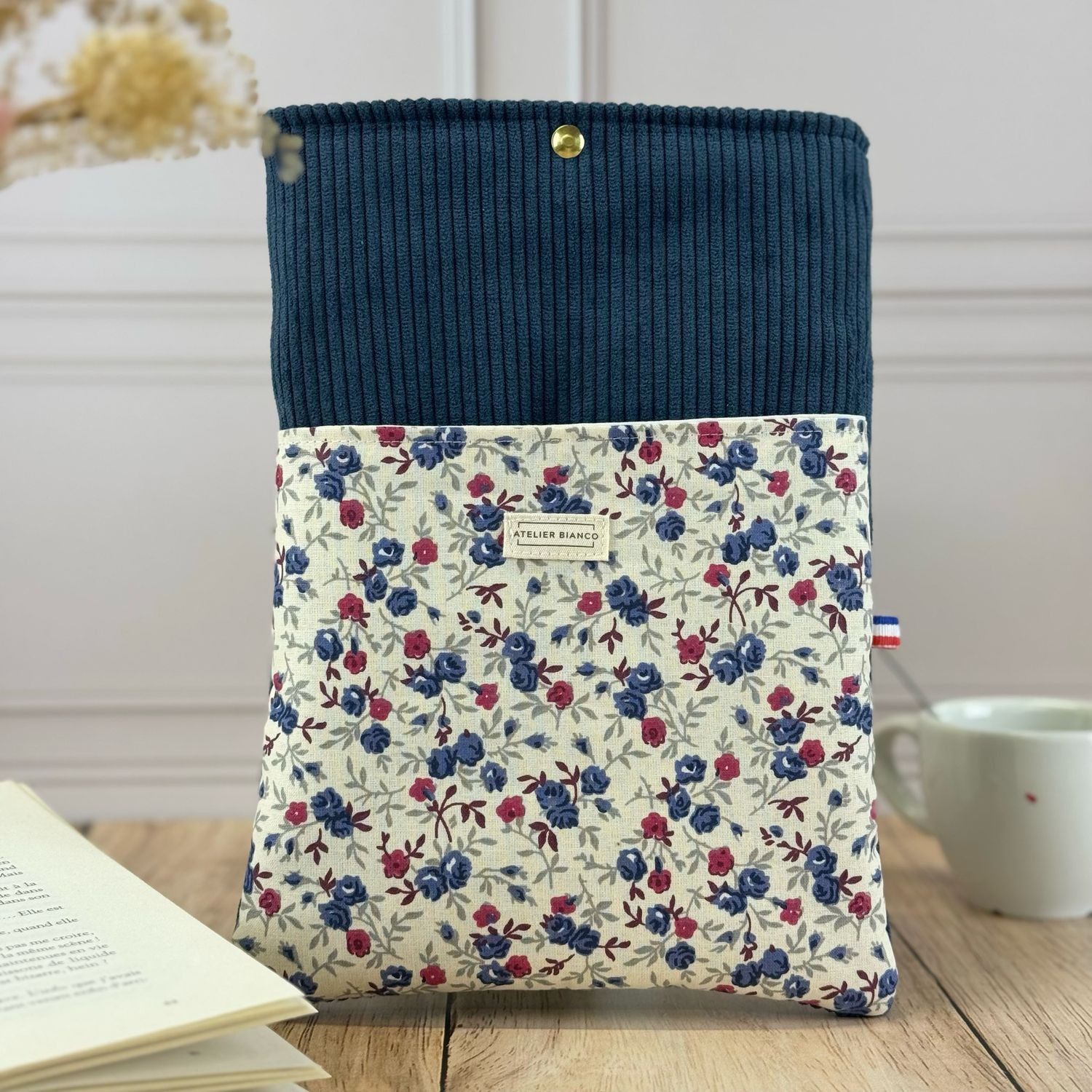 Pochette à livre – Velours côtelé & coton imprimé