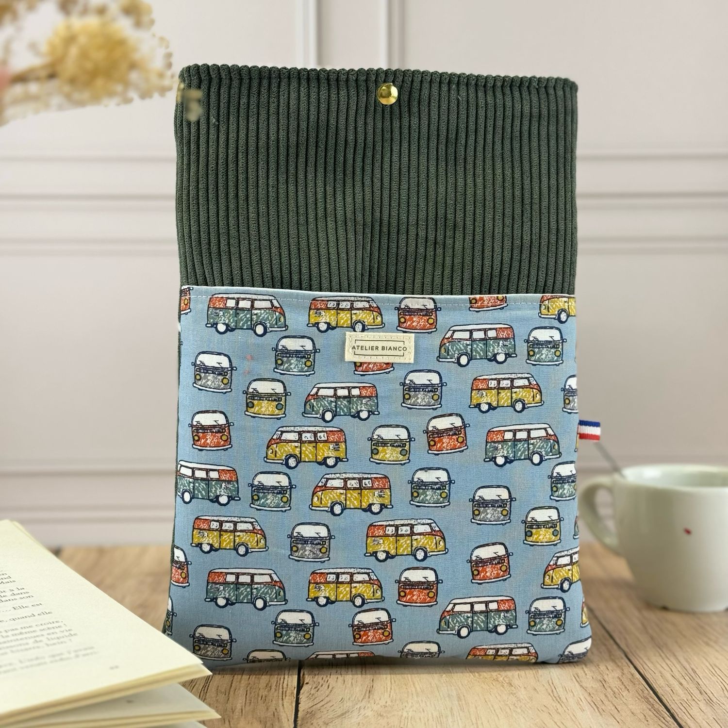 Pochette à livre – Velours côtelé & coton imprimé