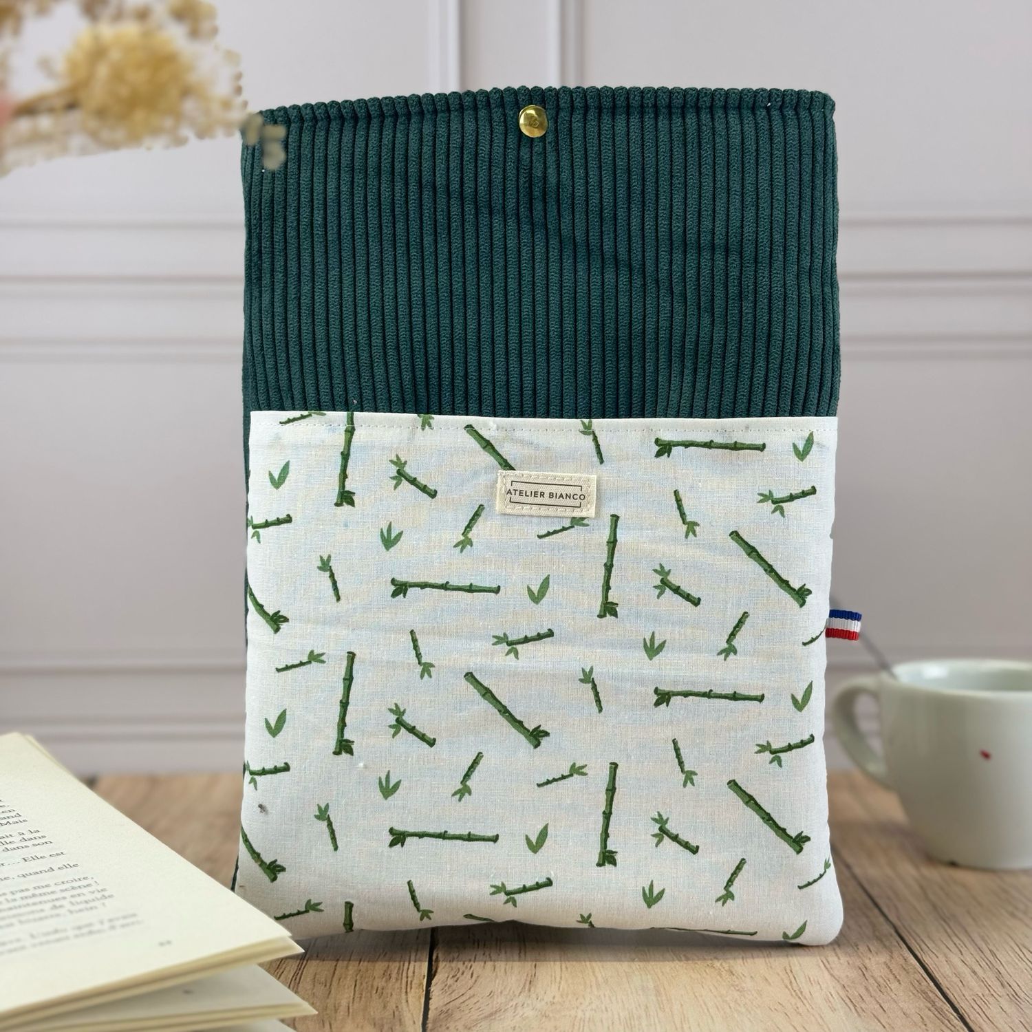 Pochette à livre – Velours côtelé & coton imprimé