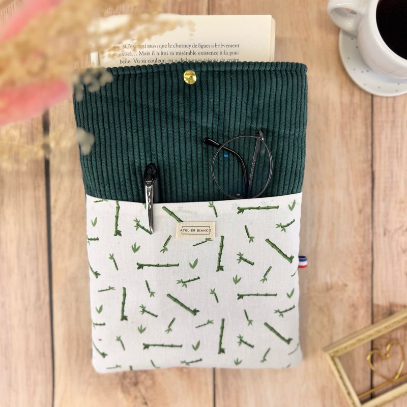 Pochette à livre – Velours côtelé & coton imprimé