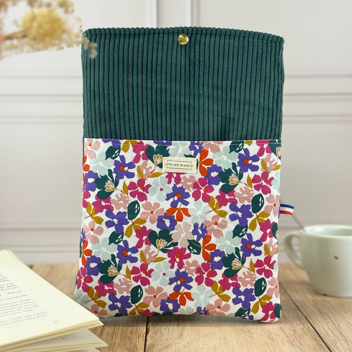 Pochette à livre – Velours côtelé & coton imprimé