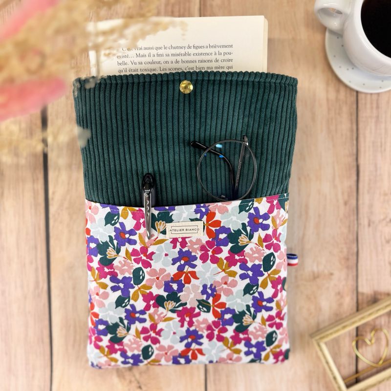 Pochette à livre – Velours côtelé & coton imprimé
