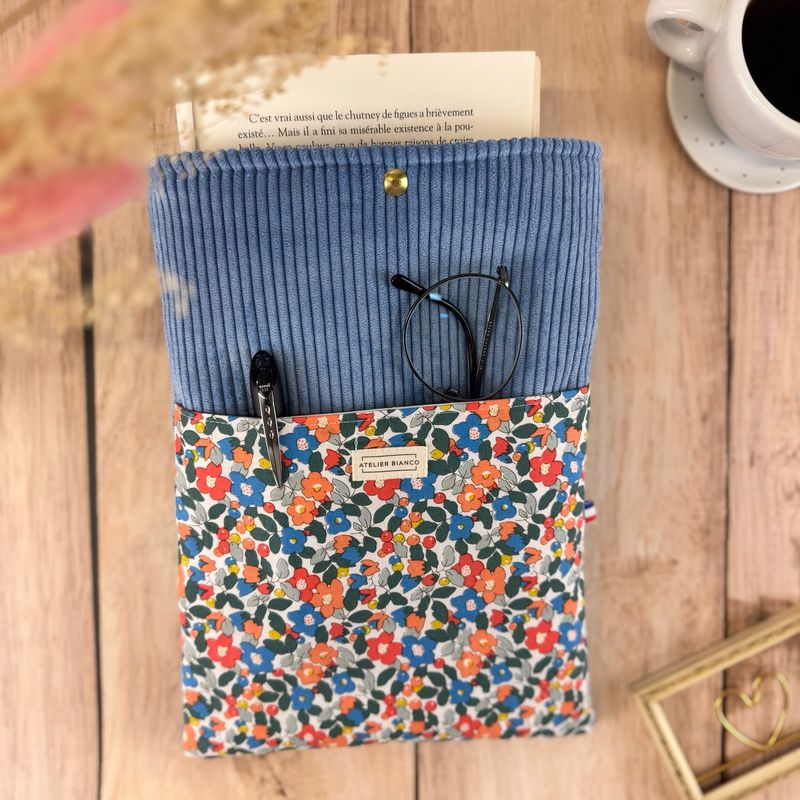 Pochette à livre – Velours côtelé & coton imprimé