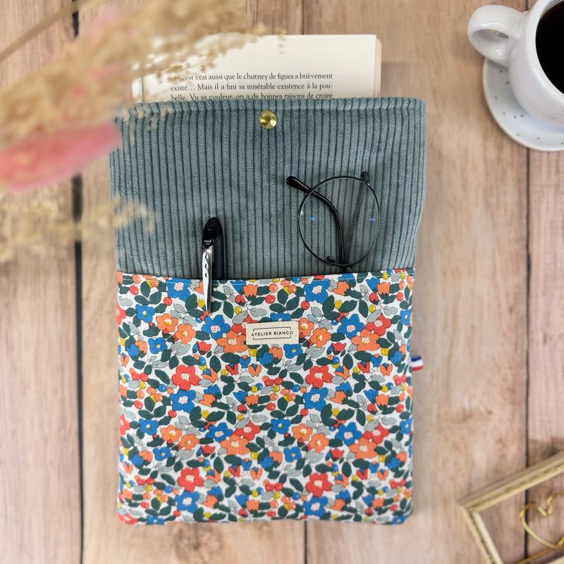 Pochette à livre – Velours côtelé & coton imprimé