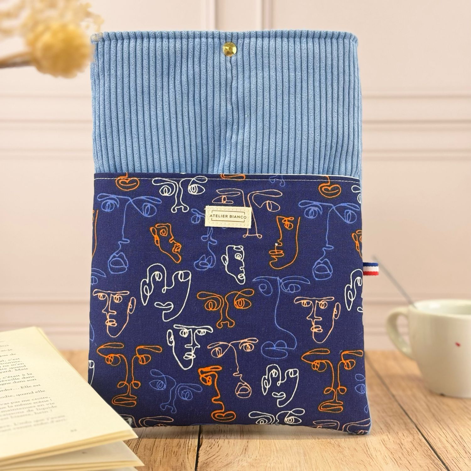 Pochette à livre – Velours côtelé & coton imprimé