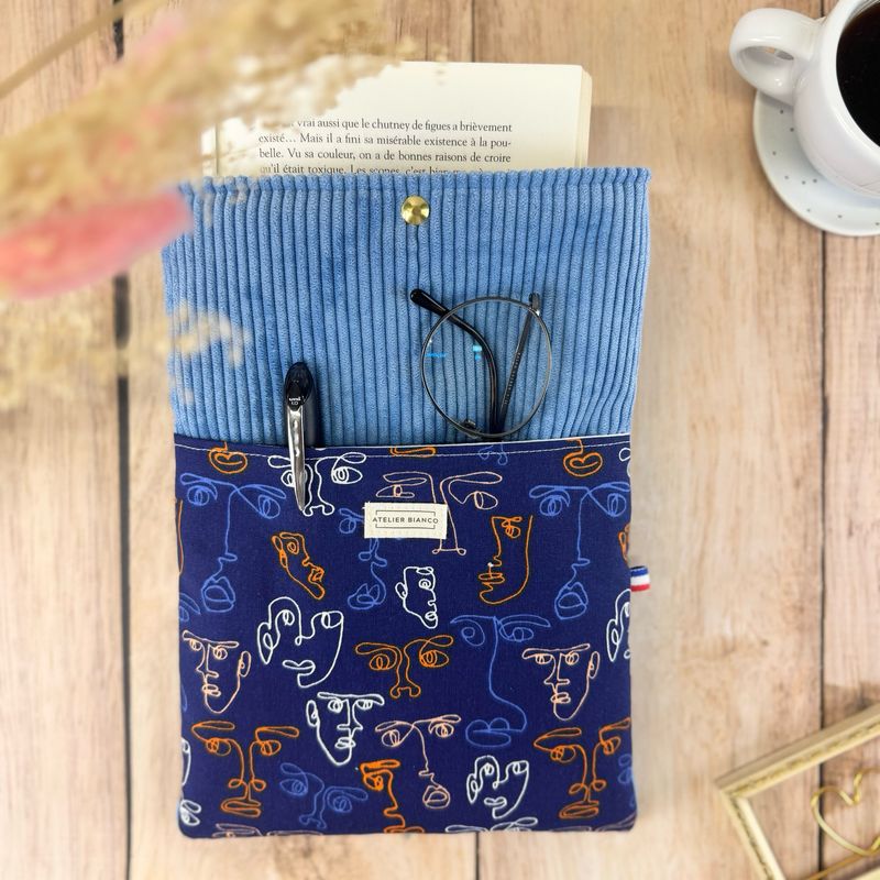 Pochette à livre – Velours côtelé & coton imprimé