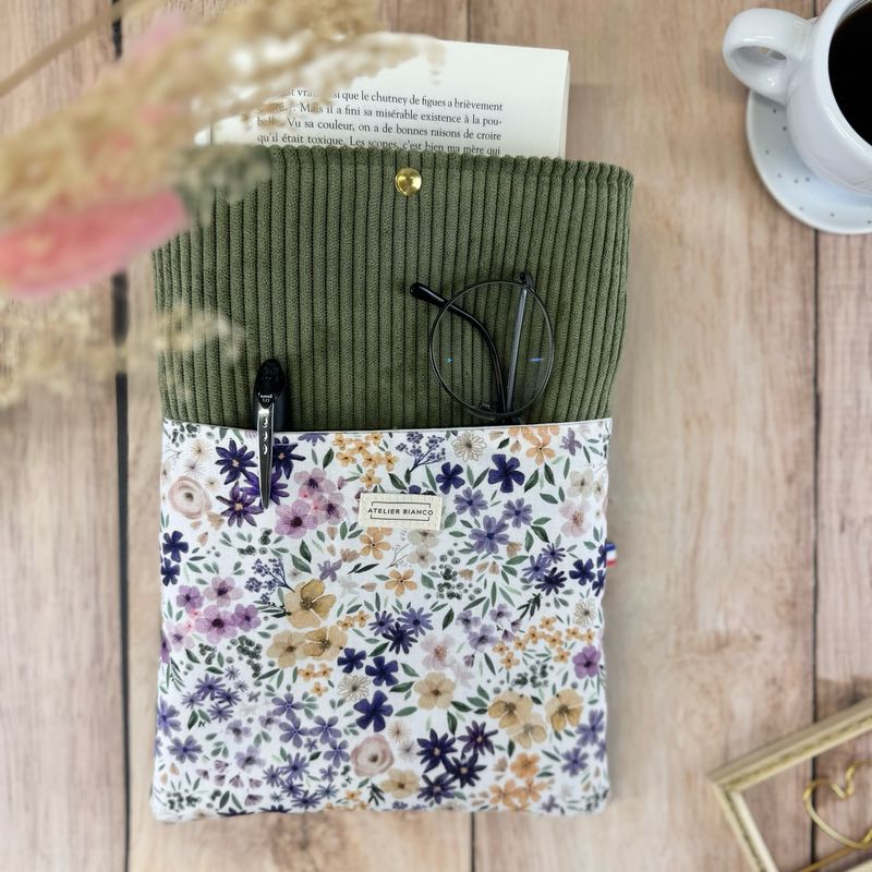 Pochette à livre – Velours côtelé & coton imprimé