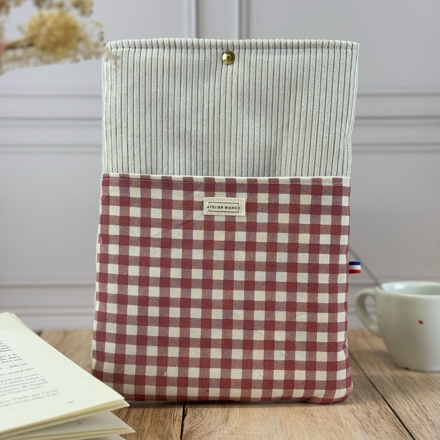 Pochette à livre – Velours côtelé & coton imprimé