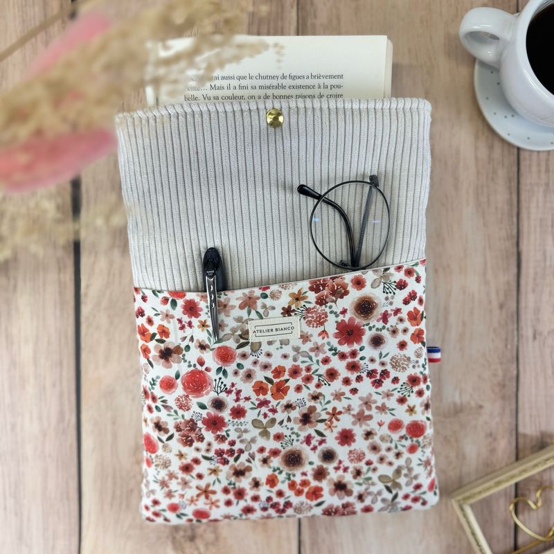 Pochette à livre – Velours côtelé & coton imprimé