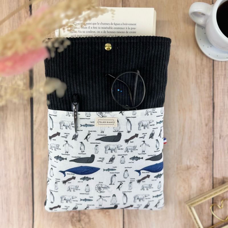 Pochette à livre – Velours côtelé & coton imprimé