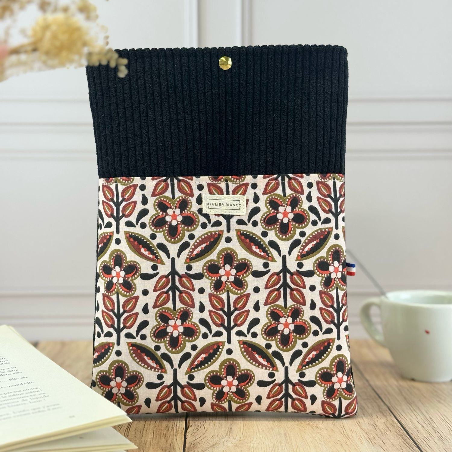 Pochette à livre – Velours côtelé & coton imprimé