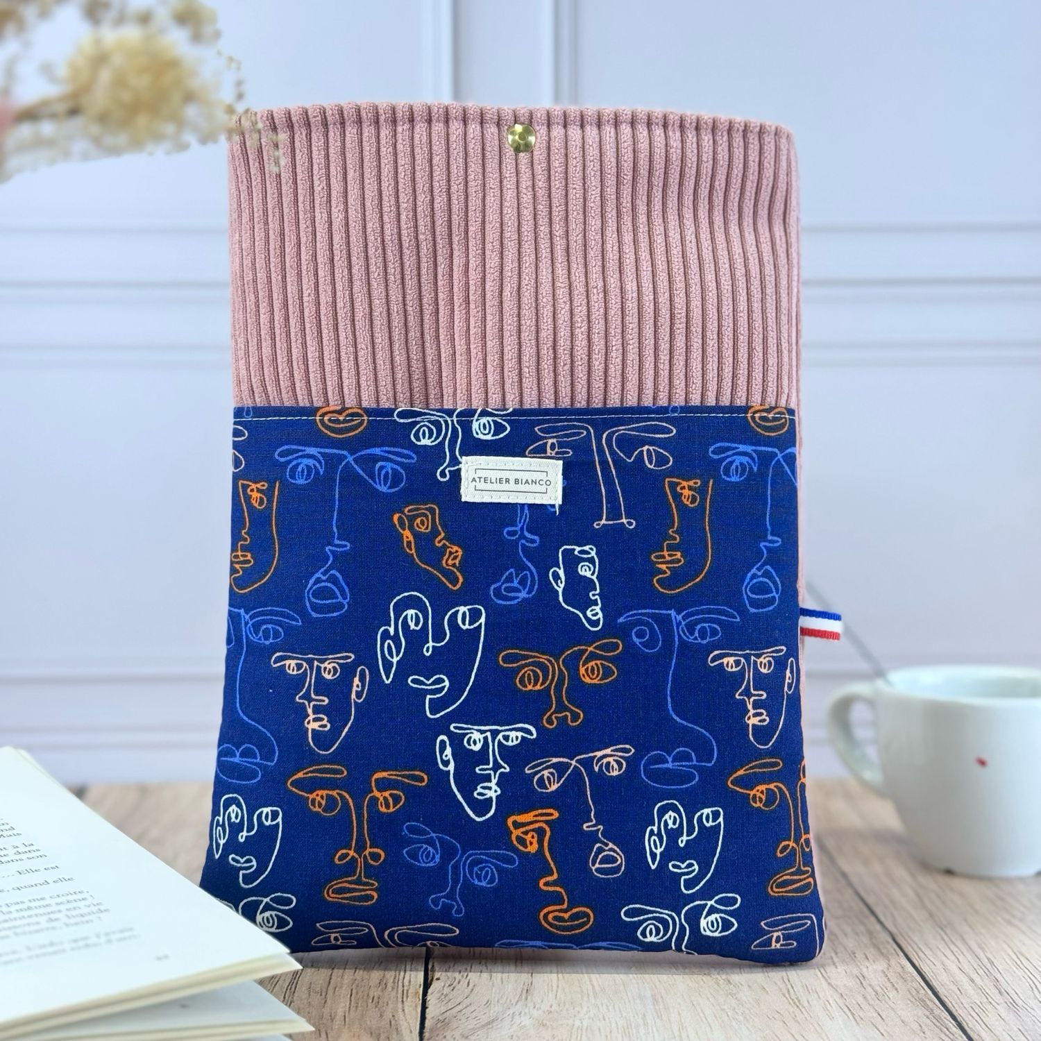 Pochette à livre – Velours côtelé & coton imprimé