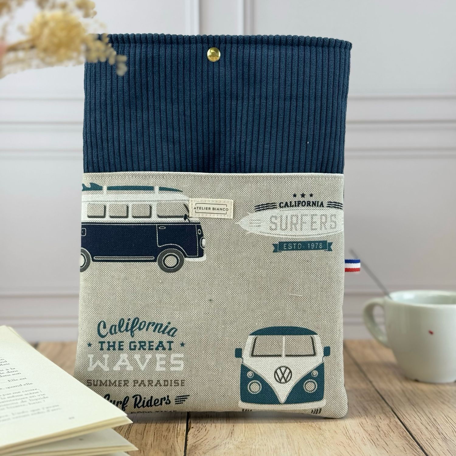 Pochette à livre – Velours côtelé & coton imprimé