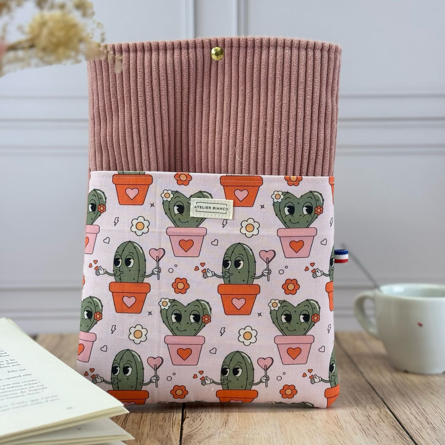 Pochette à livre – Velours côtelé & coton imprimé