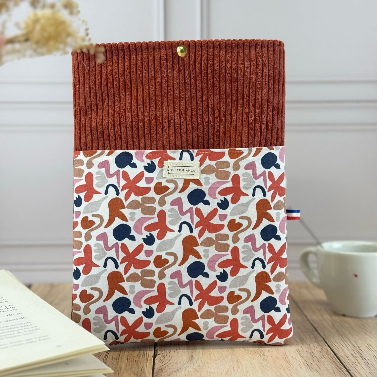 Pochette à livre – Velours côtelé & coton imprimé