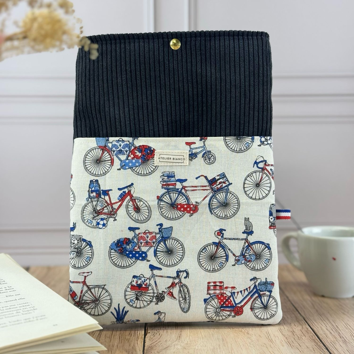 Pochette à livre – Velours côtelé & coton imprimé