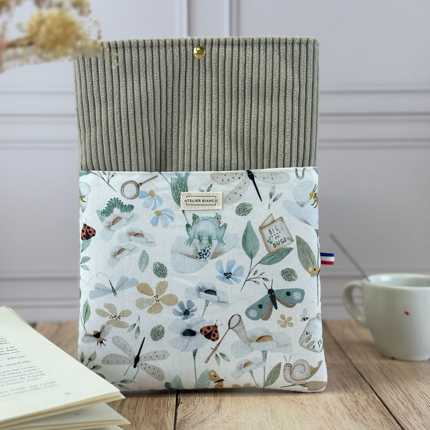 Pochette à livre – Velours côtelé & coton imprimé