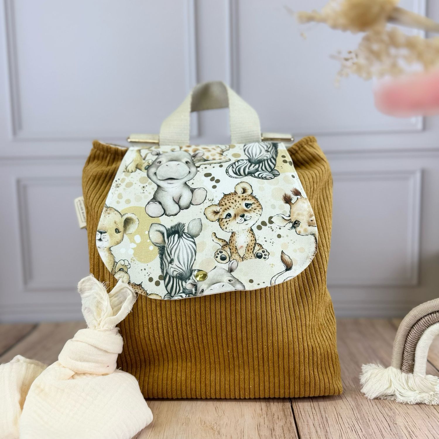 Sac à dos d'enfant  - Motifs Savane beige