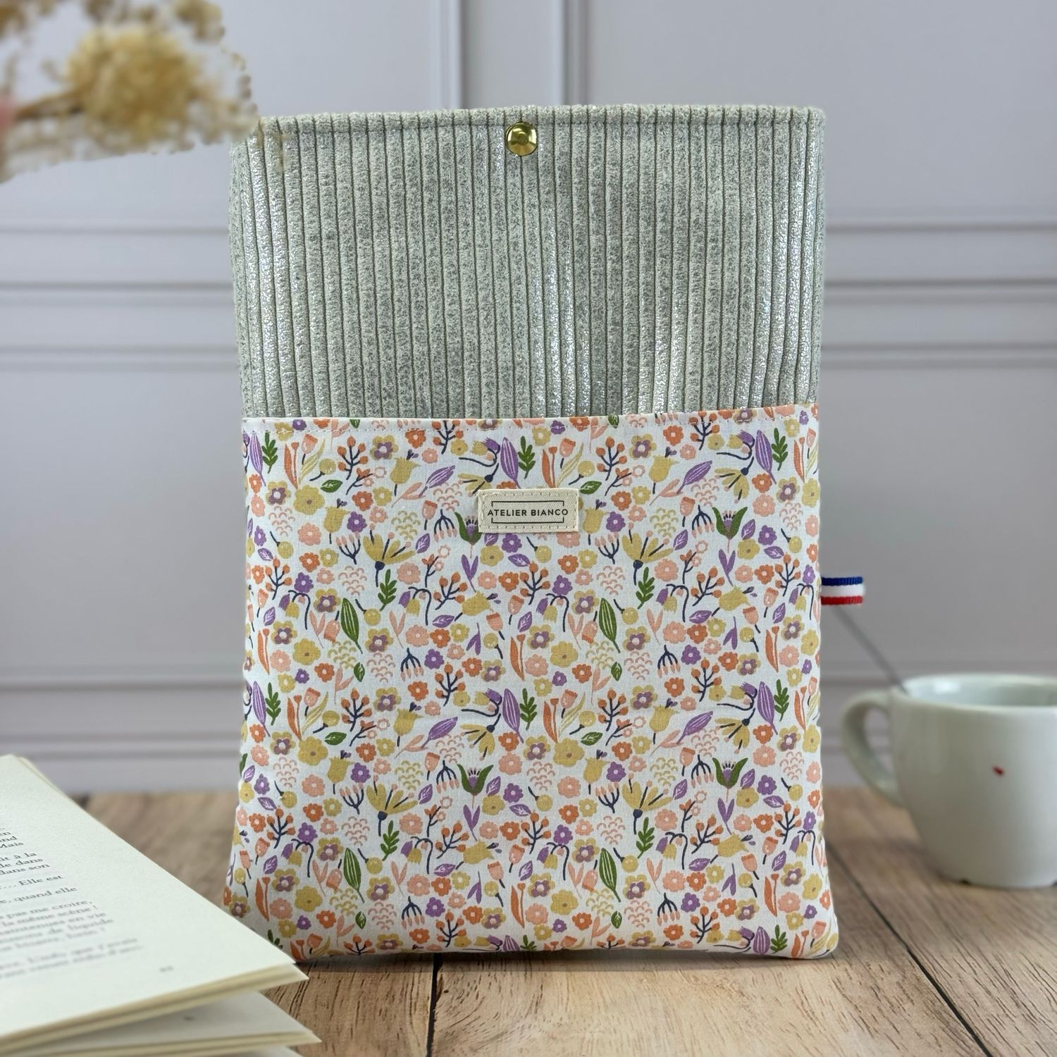 Pochette à livre – Velours côtelé & coton imprimé