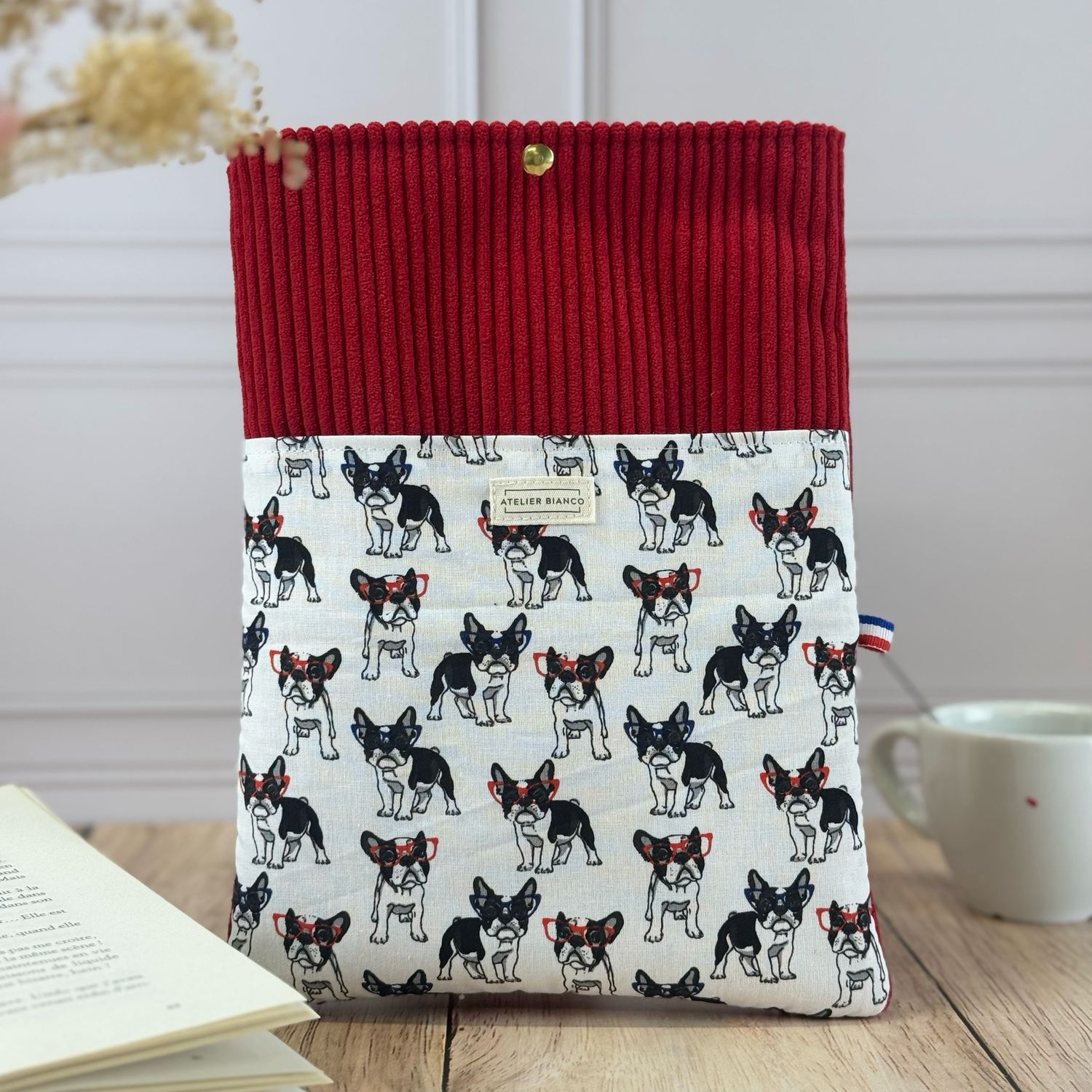 Pochette à livre – Velours côtelé & coton imprimé