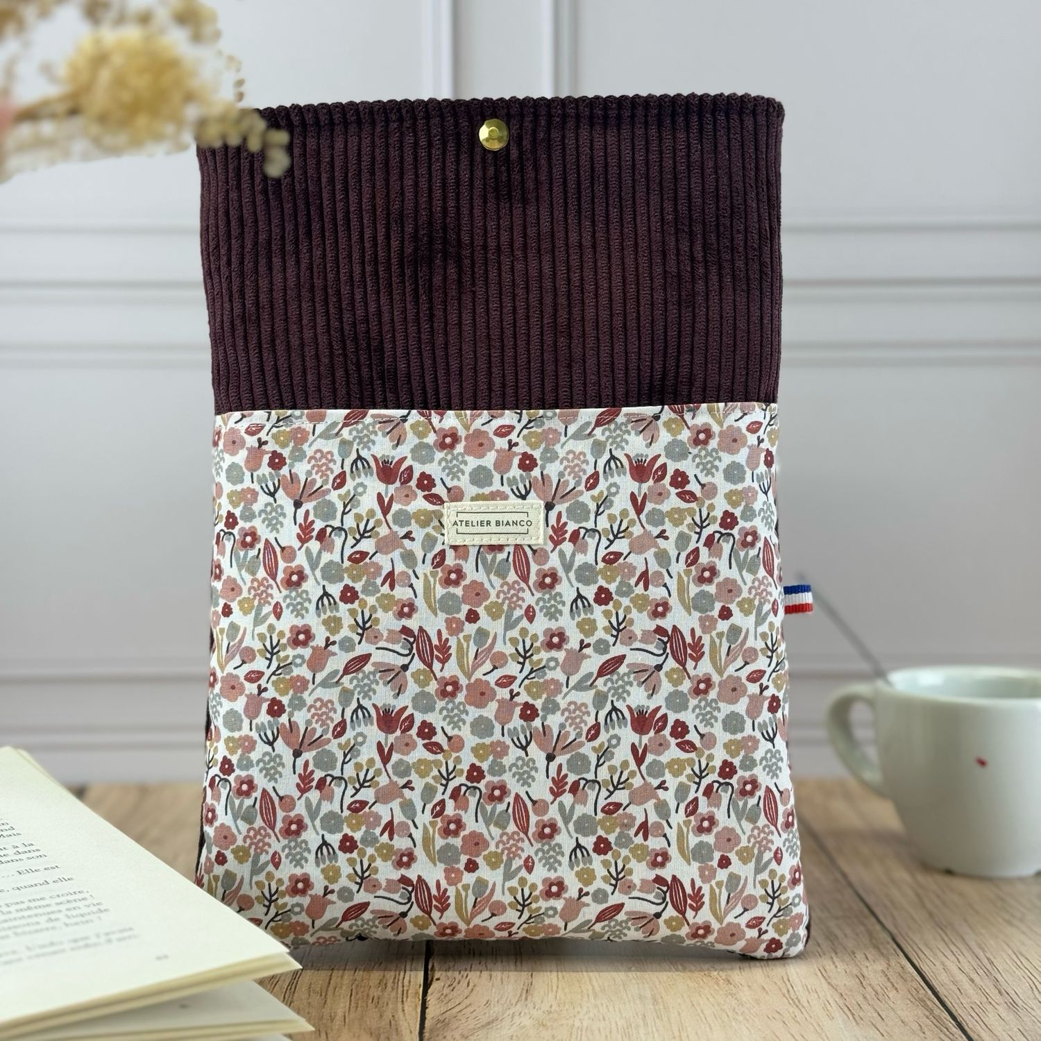 Pochette à livre – Velours côtelé & coton imprimé