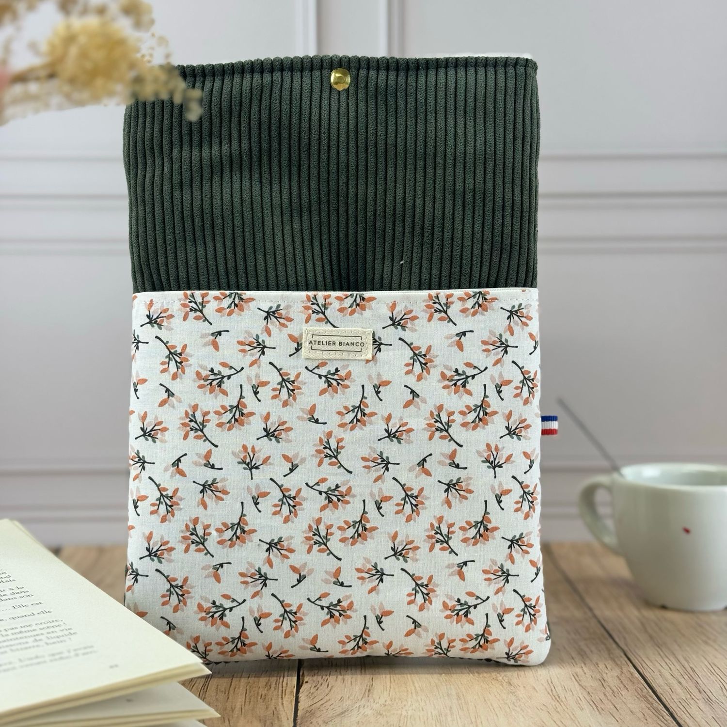 Pochette à livre – Velours côtelé & coton imprimé