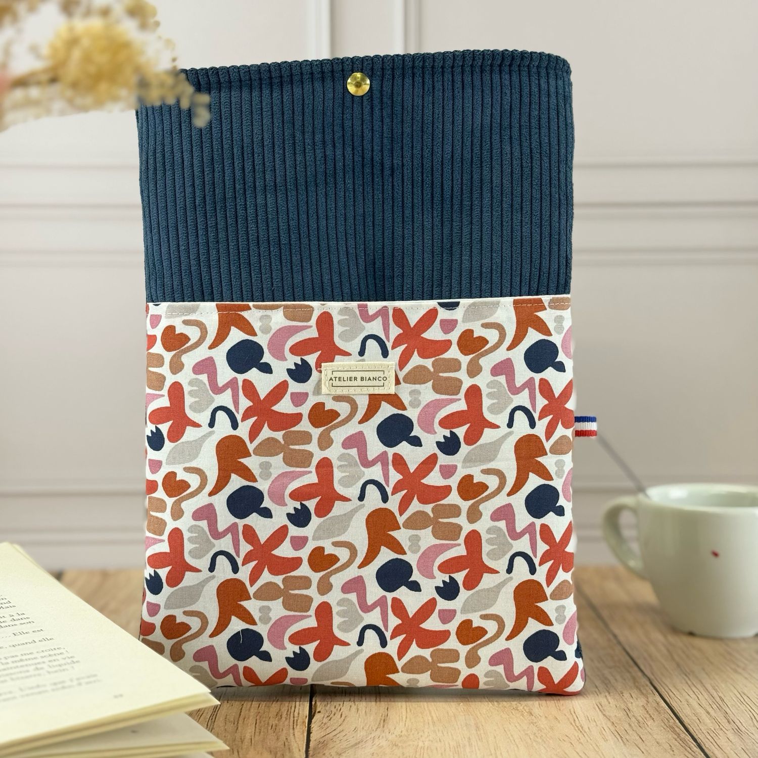 Pochette à livre – Velours côtelé & coton imprimé