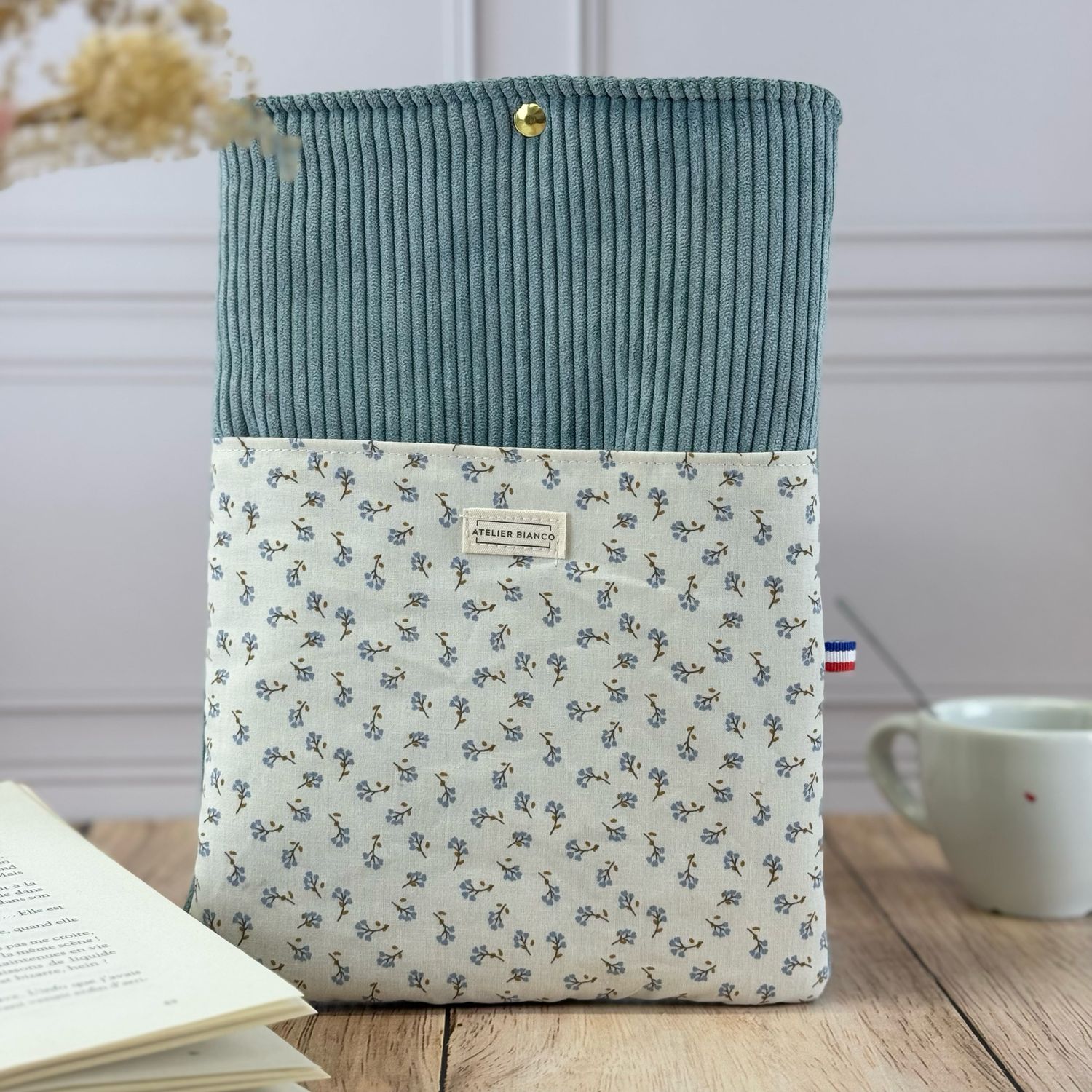 Pochette à livre – Velours côtelé & coton imprimé