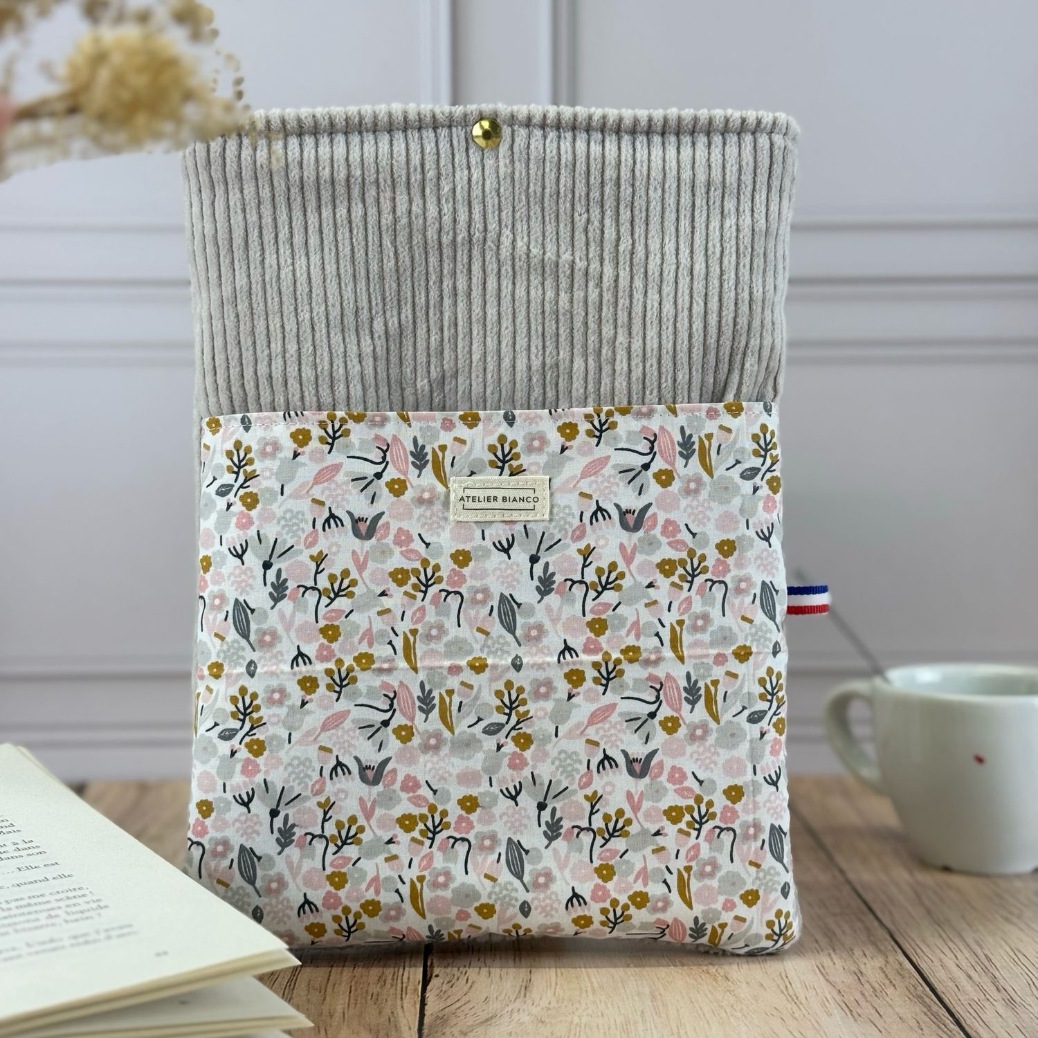 Pochette à livre – Velours côtelé & coton imprimé
